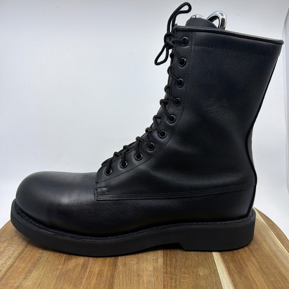 Addison Shoe Company‎ Black Leather Military Combat Boots Vibram 10.5 R 063111 - Picture 10 of 12